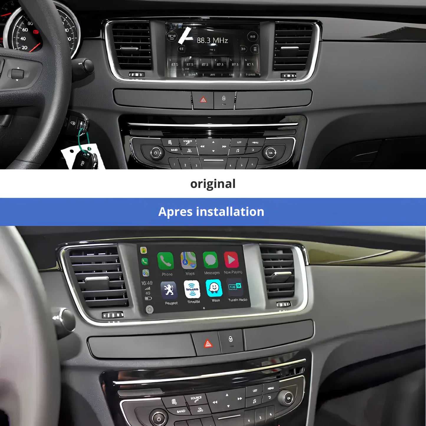 CarPlay intégré pour Peugeot 508 (2011–2018) – T5 / T6 / T9