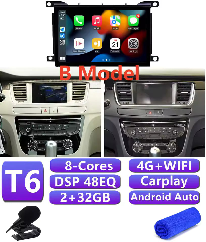 CarPlay intégré pour Peugeot 508 (2011–2018) – T5 / T6 / T9